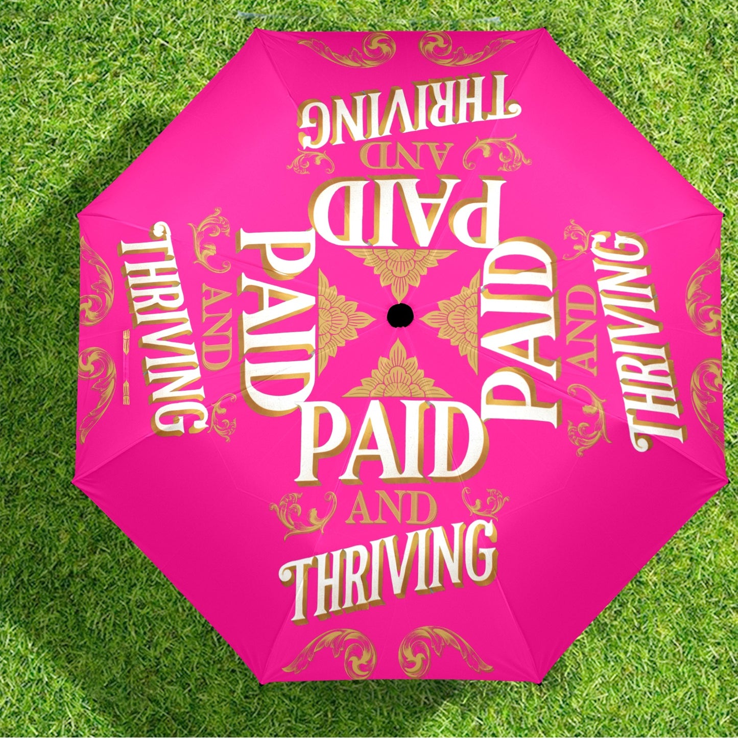 Paid and Thriving Fushia Umbrella Semi-Automatic Foldable Umbrella