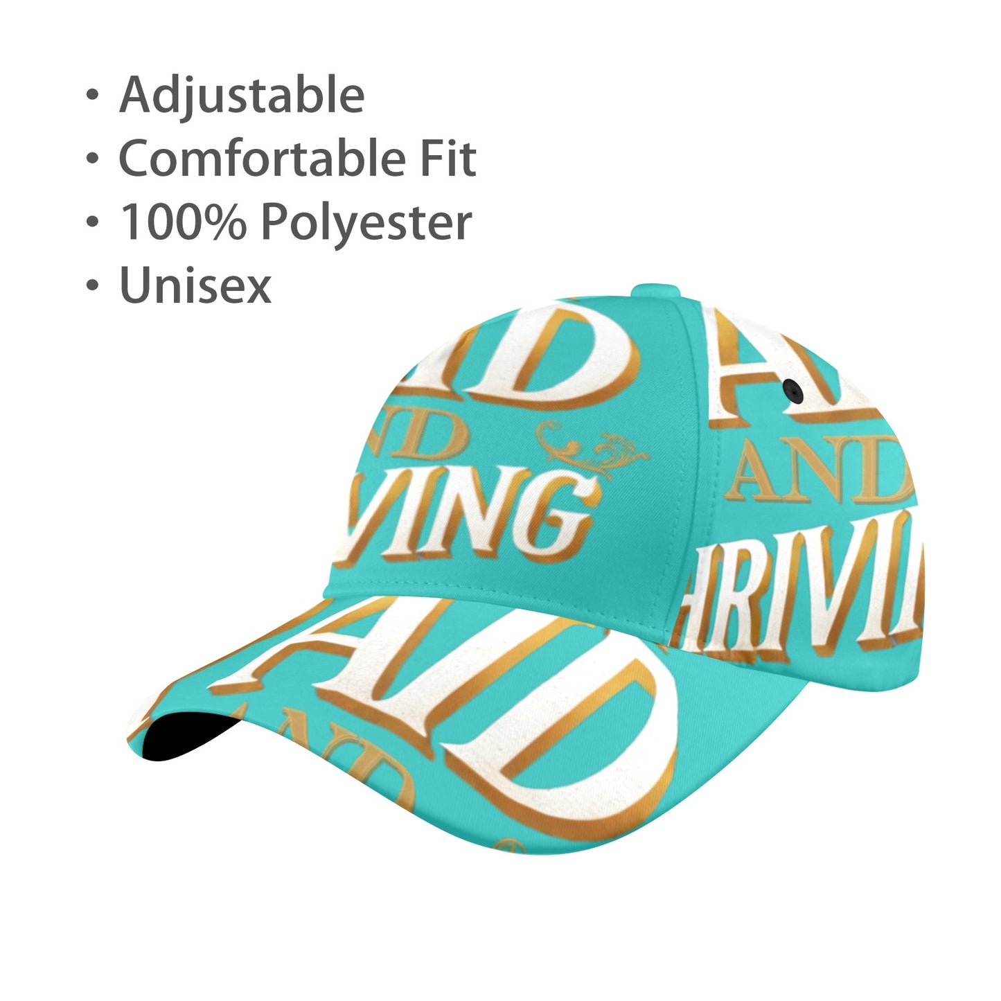 Paid and Thriving Hat Teal All Over Print Cap