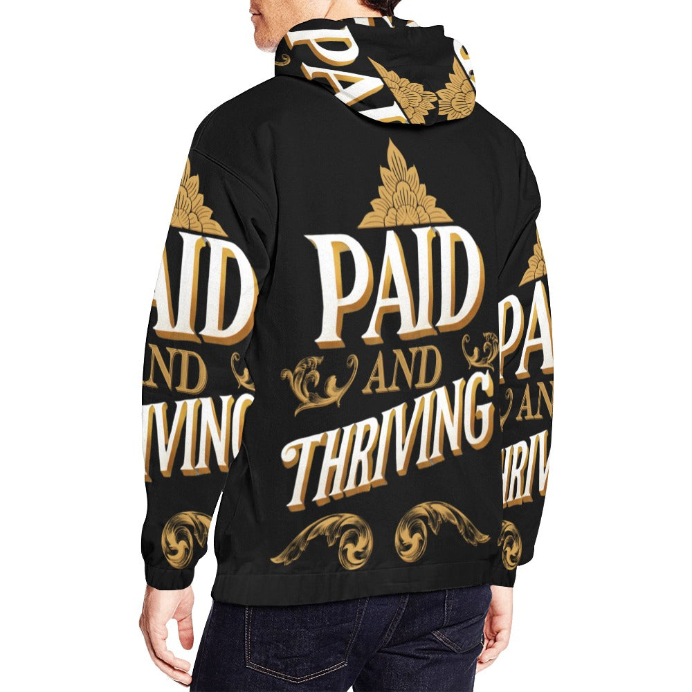 Paid and Thriving Black All Over Print Hoodie