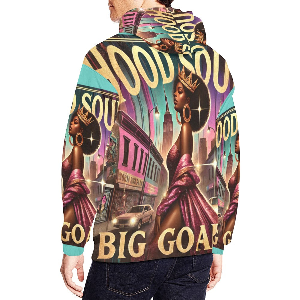 Hood Soul Big Goals All Over Print Hoodie