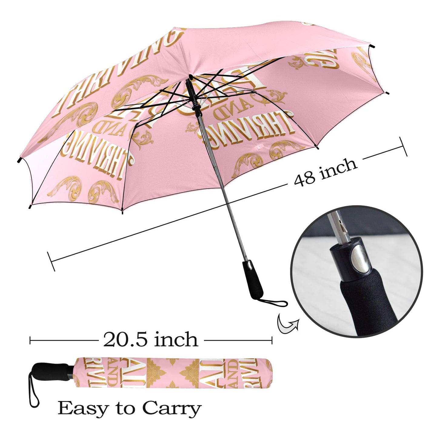 Paid and Thriving pink umbrella Semi-Automatic Foldable Umbrella