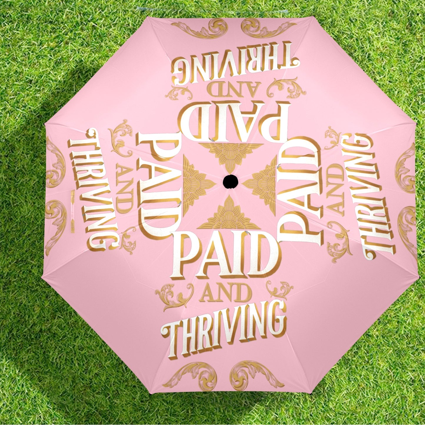 Paid and Thriving pink umbrella Semi-Automatic Foldable Umbrella