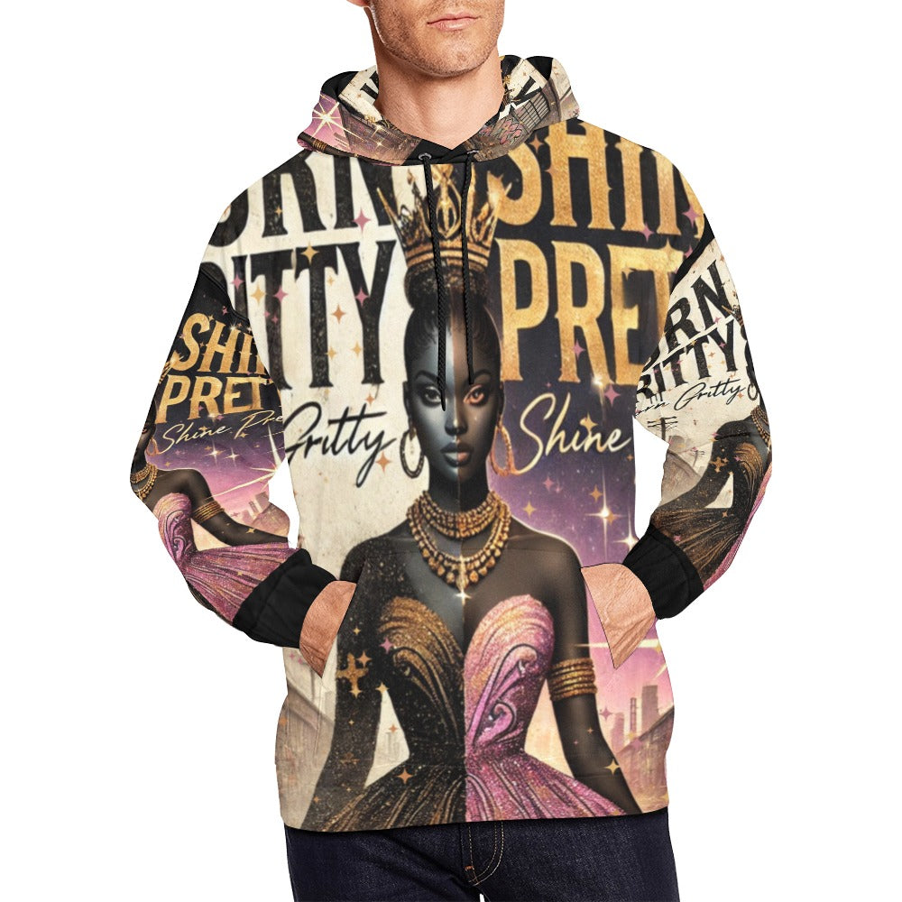 Born Gritty, Shine Pretty All Over Print Hoodie