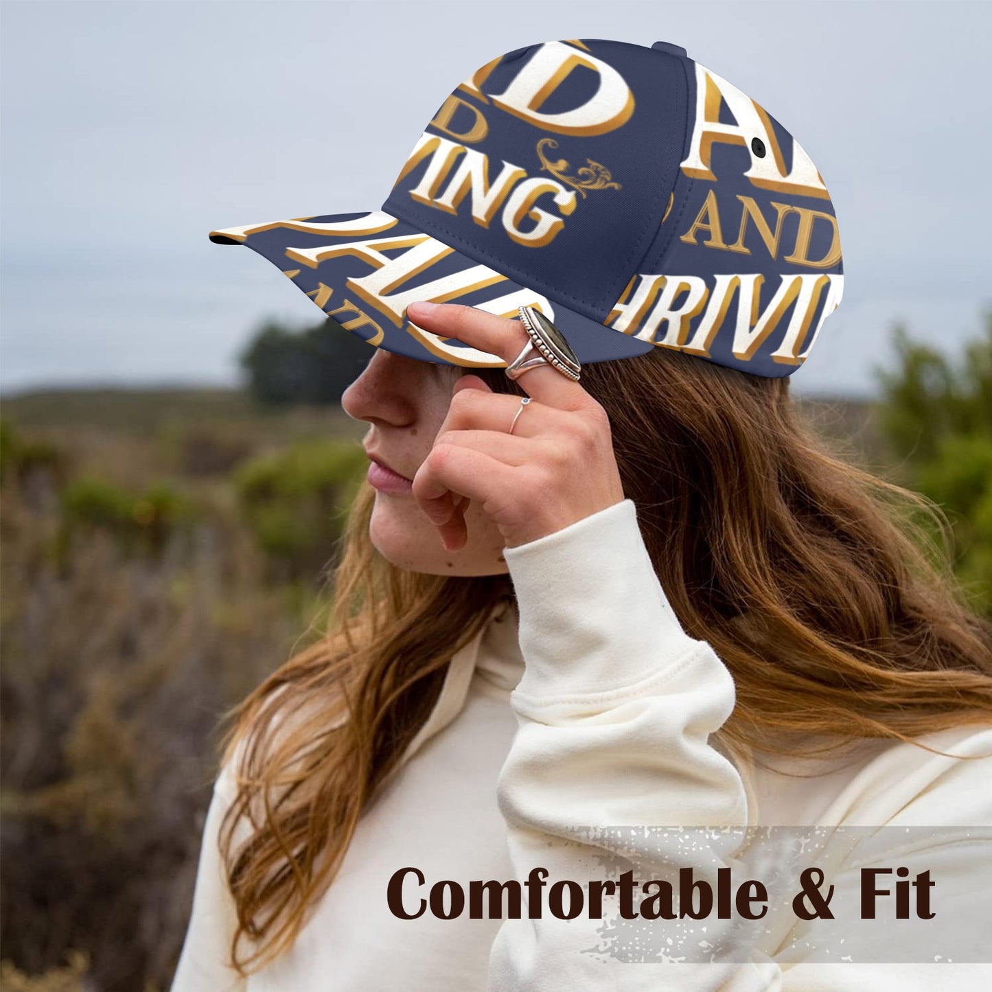 Paid and Thriving navy hat All Over Print Cap