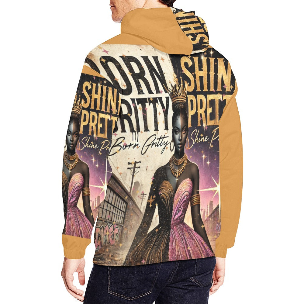 Born Gritty, Shine Pretty All Over Print Hoodie