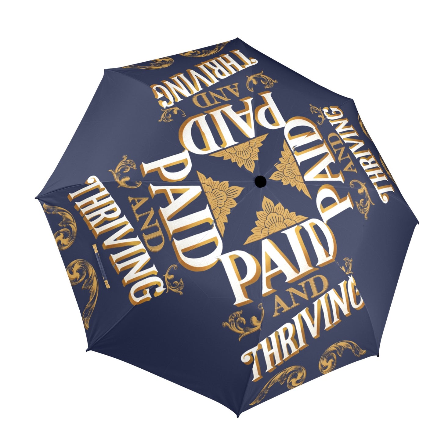 Paid and Thriving Navy Blue Umbrella Semi-Automatic Foldable Umbrella