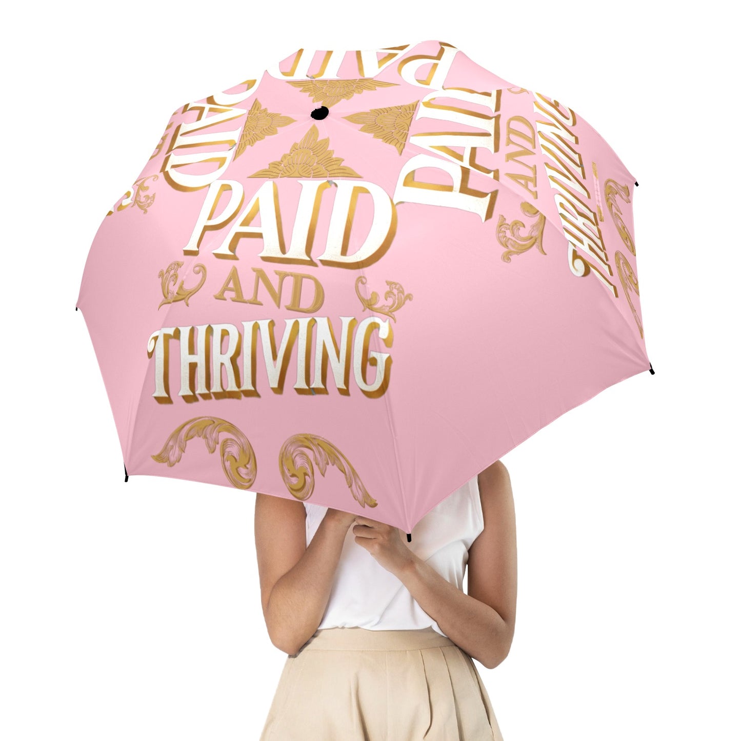 Paid and Thriving pink umbrella Semi-Automatic Foldable Umbrella