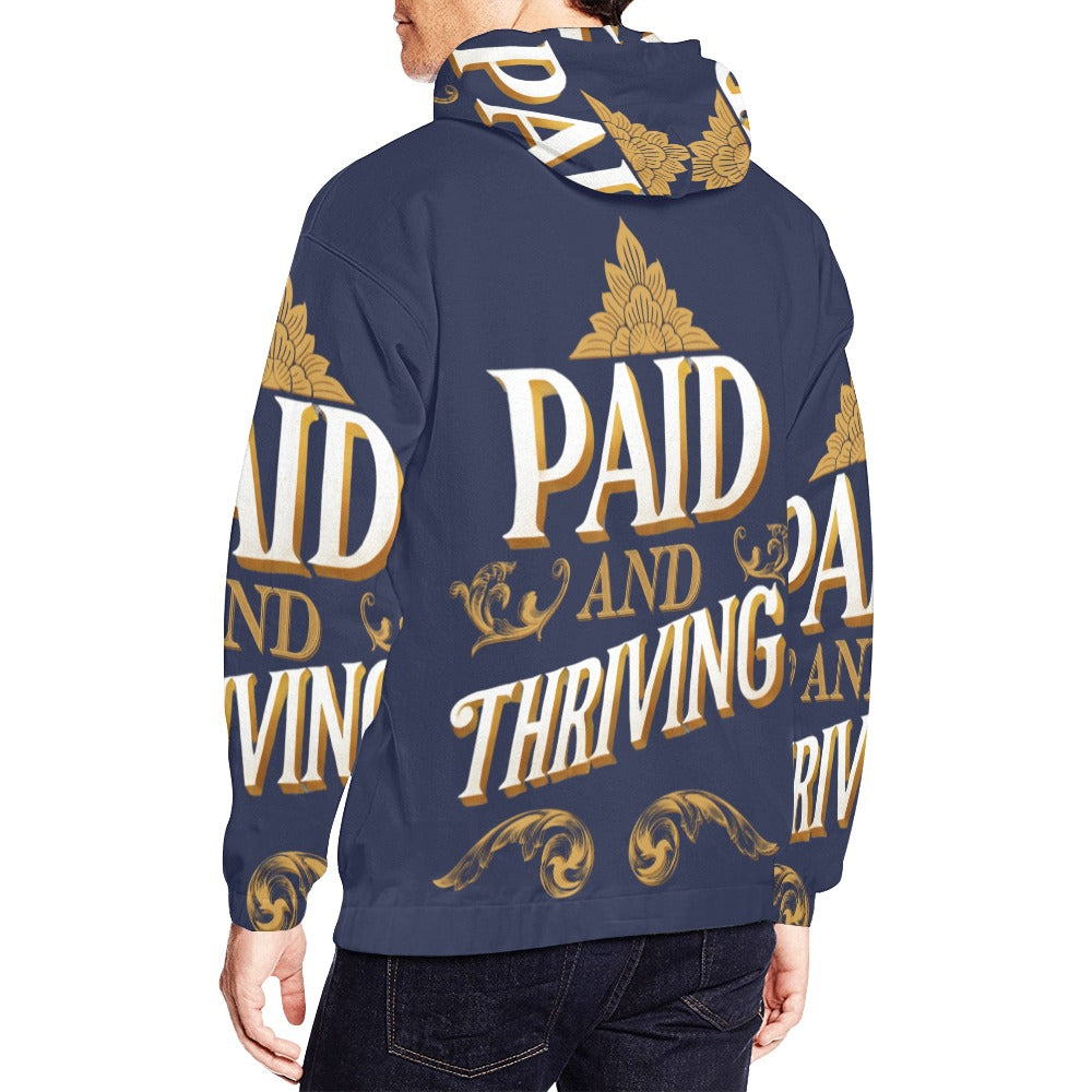 Paid and Thriving Navy Blue Hoodie All Over Print Hoodie