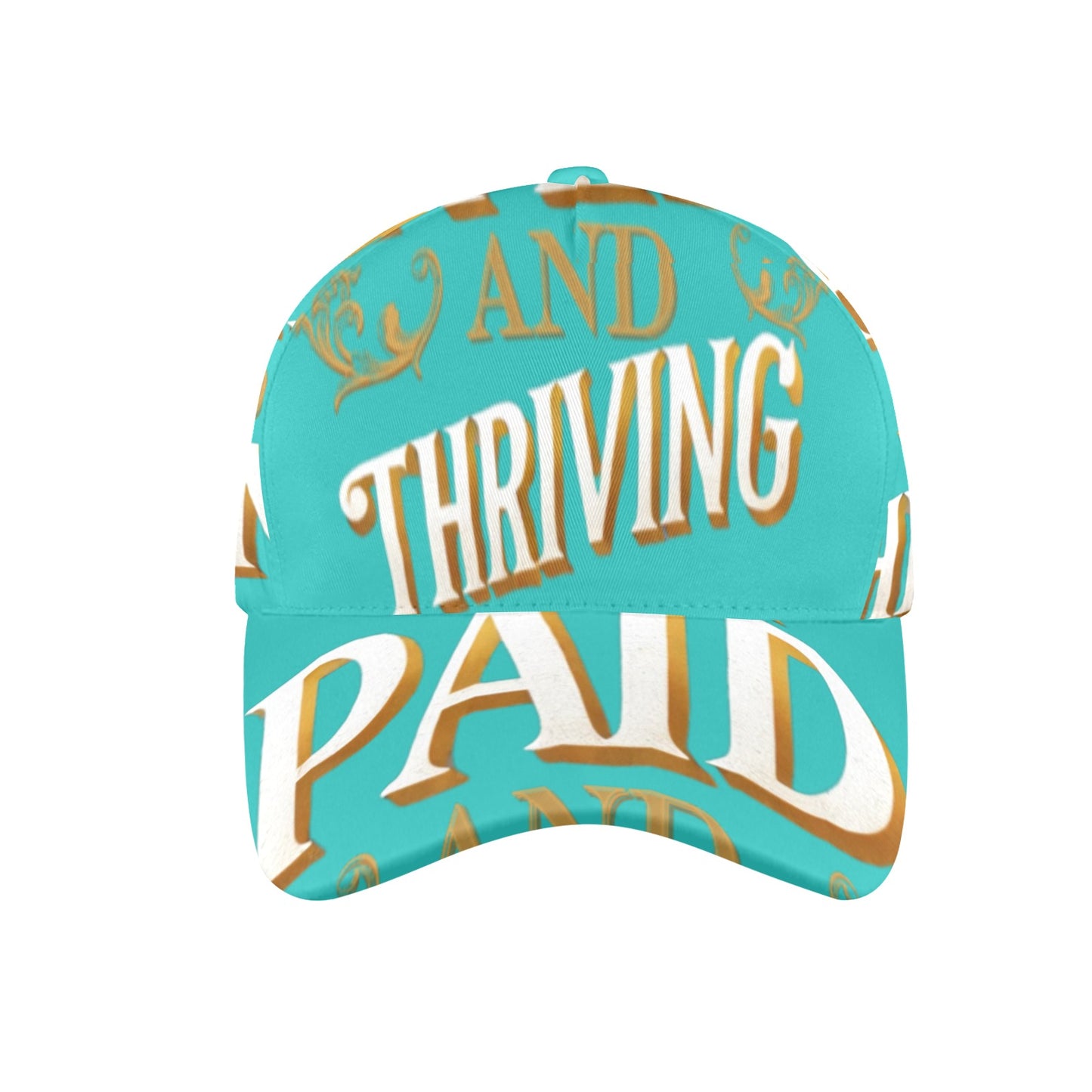 Paid and Thriving Hat Teal All Over Print Cap