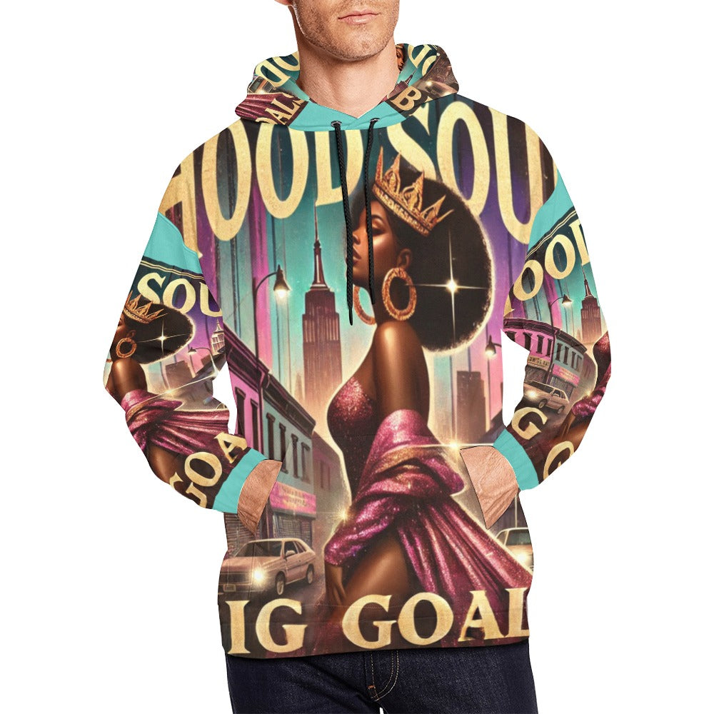 Hood Soul Big Goals All Over Print Hoodie