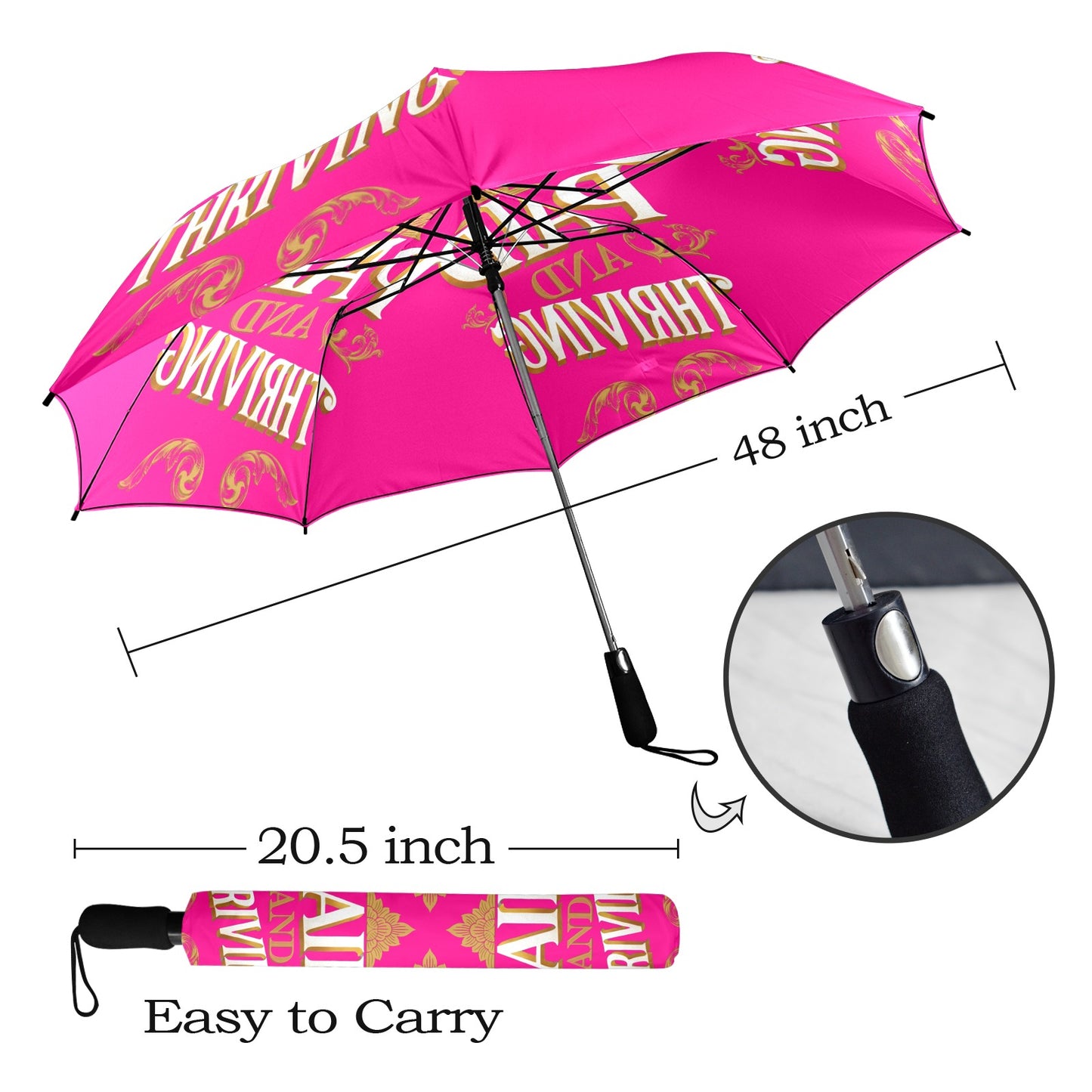 Paid and Thriving Fushia Umbrella Semi-Automatic Foldable Umbrella